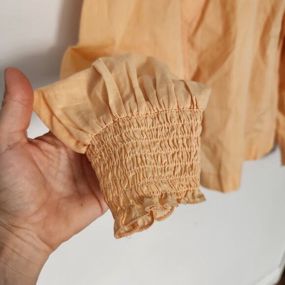 A.L.C. Jillian Top In Orange Peach 8 Victorian‎ Peasant Retro Cottagecore Office - Picture 6 of 8